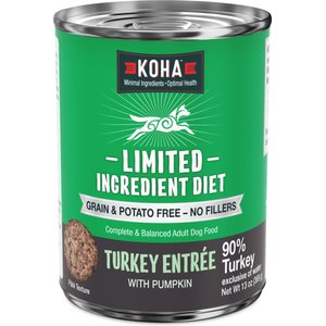 KOHA Limited Ingredient Diet Turkey Entree Grain-Free Wet Dog Food, 13-oz can, case of 3