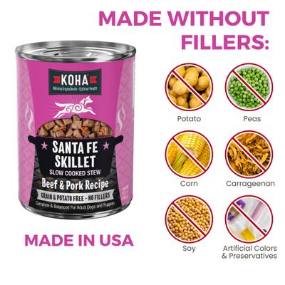 Show full view: KOHA Santa Fe Skillet Slow Cooked Stew for Dogs Wet Dog Food, 12.7-oz can, case of 12 slide 7 of 8