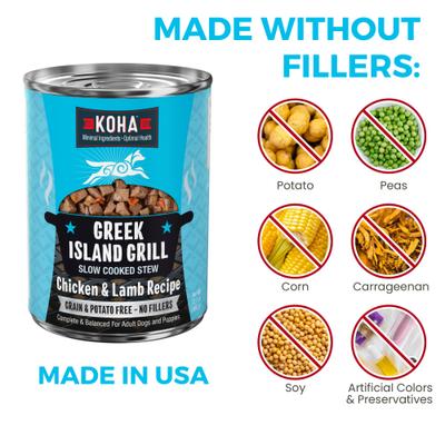Show full view: KOHA Greek Island Grill Slow Cooked Stew High Protein Wet Dog Food, 12.7-oz can, case of 12 slide 7 of 8