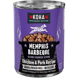 KOHA Memphis BBQ Slow Cooked Stew High Protein Wet Dog Food, 12.7-oz can, case of 12