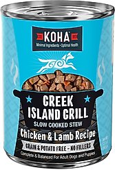 KOHA Greek Island Grill Slow Cooked Stew High Protein Wet Dog Food, 12.7-oz can, case of 12