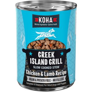 KOHA Greek Island Grill Slow Cooked Stew High Protein Wet Dog Food, 12.7-oz can, case of 12