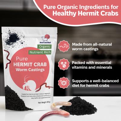Show full view: Snout and Shell Hermit Crab Worm Castings Supplement, 85-g bag slide 2 of 7