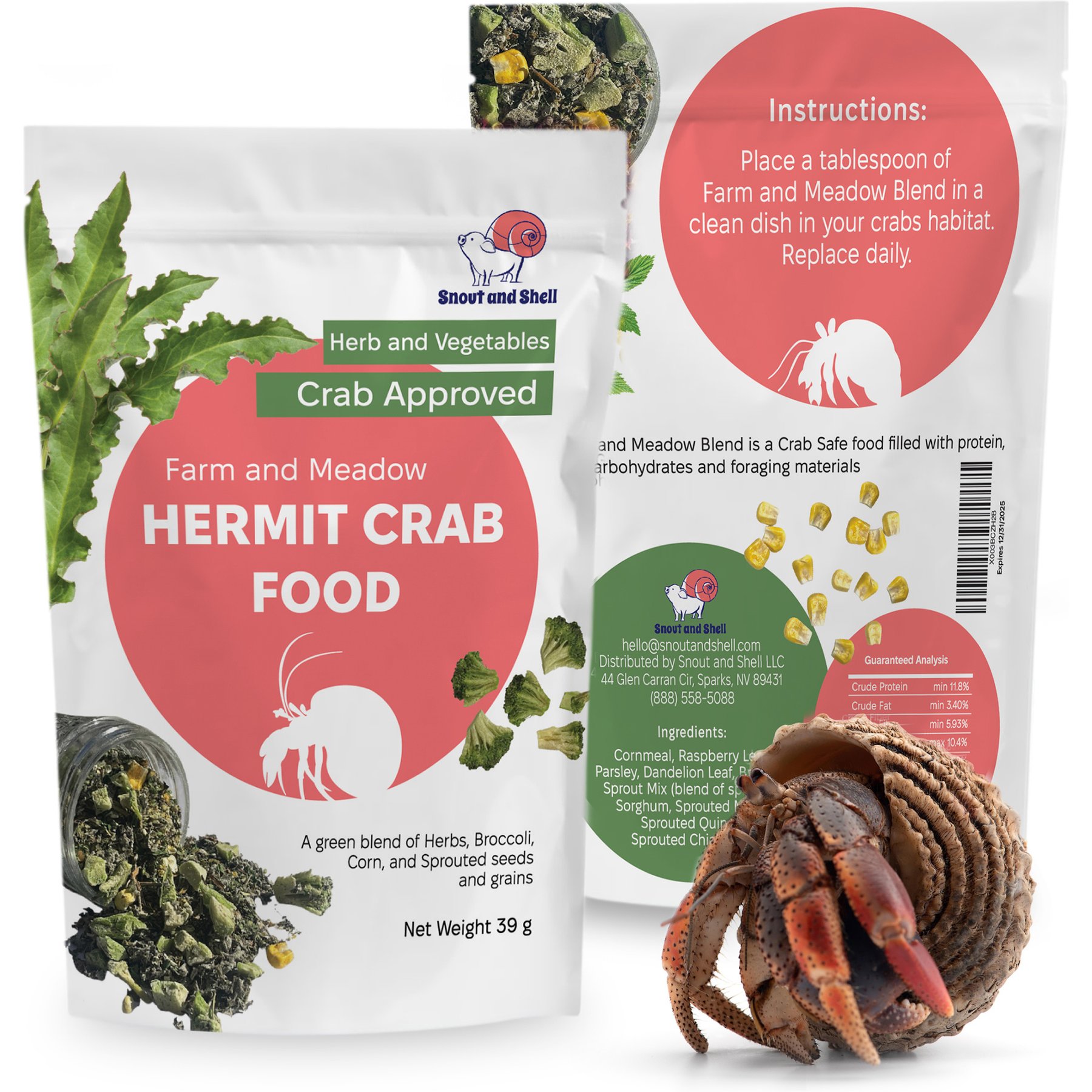 Snout and Shell Farm & Meadow Hermit Crab Food, 39-g bag