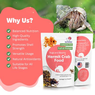 Show full view: Snout and Shell Bugs & Blooms Hermit Crab Food, 30-g bag slide 6 of 6