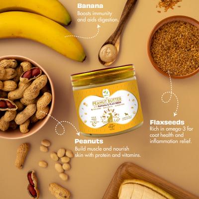 Show full view: Pawfect All Natural Peanut Butter with Banana & Flaxseeds Grain-Free Food Topper & Lickable Dog Treat, 15.87-oz jar slide 4 of 9