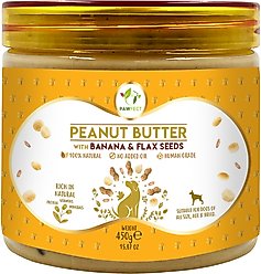Pawfect All Natural Peanut Butter with Banana & Flaxseeds Grain-Free Food Topper & Lickable Dog Treat, 15.87-oz jar