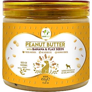 Pawfect All Natural Peanut Butter with Banana & Flaxseeds Grain-Free Food Topper & Lickable Dog Treat, 15.87-oz jar
