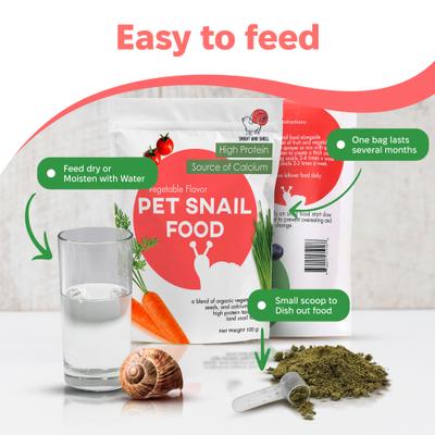 Show full view: Snout and Shell Vegetable Flavor Land Snail Food, 100-g bag slide 5 of 7
