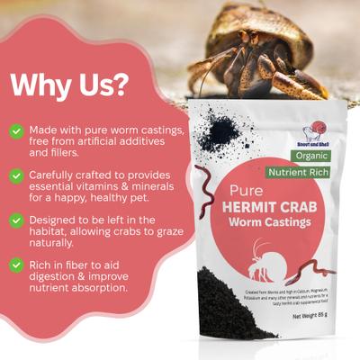 Show full view: Snout and Shell Hermit Crab Worm Castings Supplement, 85-g bag slide 6 of 7