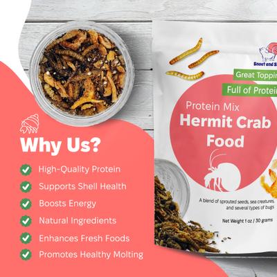 Show full view: Snout and Shell Protein Mix Hermit Crab Food, 30-g bag slide 6 of 6