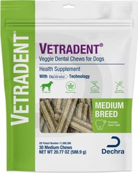 VETRADENT Veggie Medium Adult Dog Dental Chew Treats, 30 count
