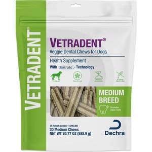 VETRADENT Veggie Medium Adult Dog Dental Chew Treats, 30 count