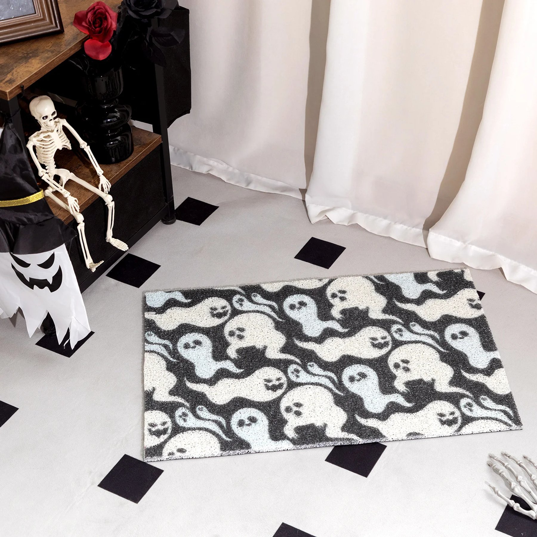 Happy & Polly Gothic Style Cat Litter Mat, Black & Blue