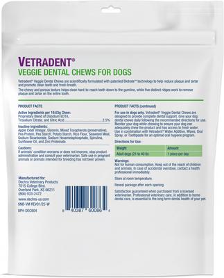 Show full view: VETRADENT Veggie Medium Adult Dog Dental Chew Treats, 30 count slide 3 of 4