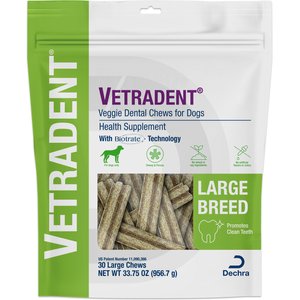 VETRADENT Veggie Large Adult Dog Dental Chew Treats, 30 count