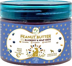 Pawfect All Natural Peanut Butter with Blueberry & Hempseeds Grain-Free Food Topper & Lickable Dog Treat, 9.70-oz jar