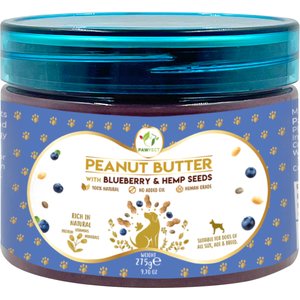 Pawfect All Natural Peanut Butter with Blueberry & Hempseeds Grain-Free Food Topper & Lickable Dog Treat, 9.70-oz jar