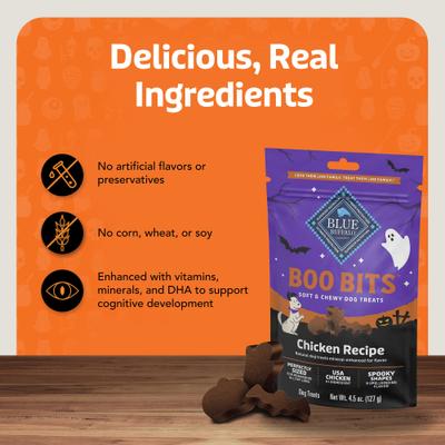 Show full view: Blue Buffalo Boo Bits Tasty Chicken Recipe Soft & Chewy Halloween Dog Treats, 4.5-oz bag slide 7 of 11
