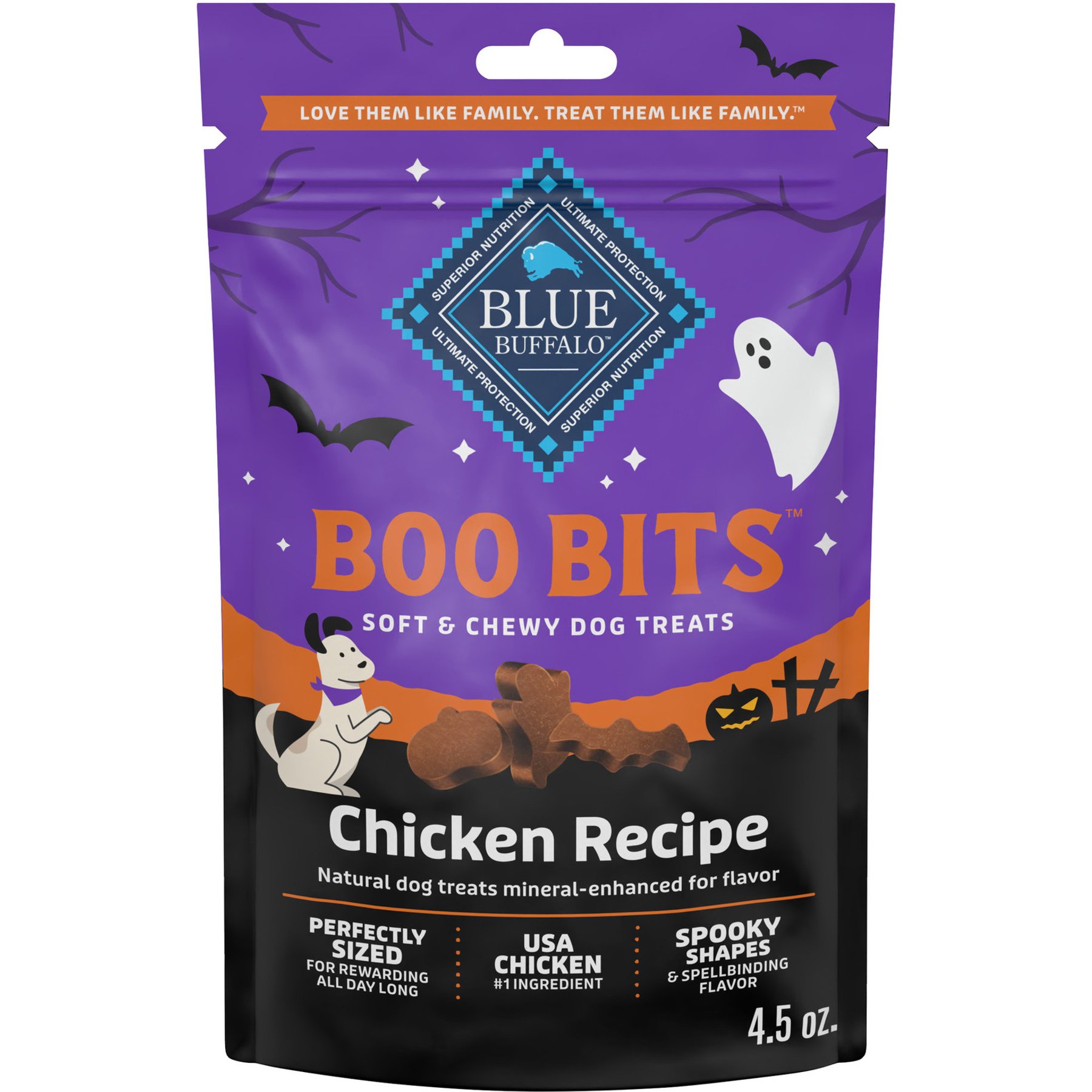 Blue Buffalo Boo Bits Tasty Chicken Recipe Soft & Chewy Halloween Dog Treats, 4.5-oz bag