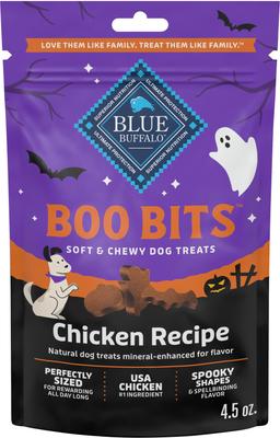 Show full view: Blue Buffalo Boo Bars Pumpkin & Cinnamon Crunchy Treats, 11-oz bag + Boo Bits Tasty Chicken Recipe Dog Treats, 4.5-oz bag slide 6 of 9