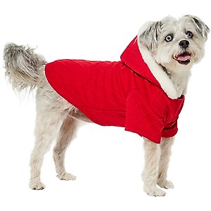 Frisco Textured Knit Dog & Cat Hoodie, Red, Large