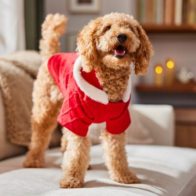Show full view: Frisco Textured Knit Dog & Cat Hoodie, Red, Medium slide 7 of 9