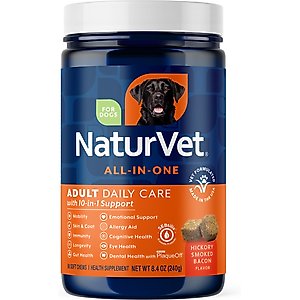 NaturVet All-In-One Hickory Smoked Bacon Flavor Soft Chew Daily Care Supplement for Dogs, 60 count