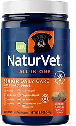NaturVet All-In-One Hickory Smoked Bacon Flavor Soft Chew Daily Care Supplement for Senior Dogs, 60 count