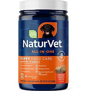 NaturVet All-In-One Hickory Smoked Bacon Flavor Soft Chew Daily Care Supplement for Puppies, 60 count