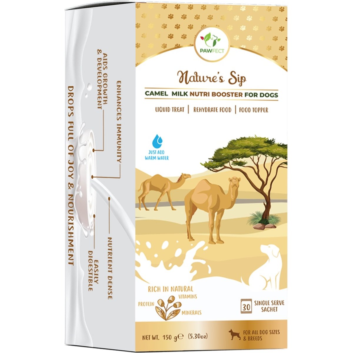 Pawfect Nature's Sip Camel Milk Powder Grain-Free Dog Food Topper & Liquid Treat, 5.29-oz carton