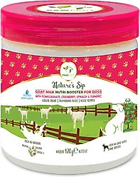 Pawfect Nature Sip Goat Milk Powder with Pomegranate, Cranberry, Spinach & Turmeric Grain-Free Dog Food Topper & Liquid Treat, 4.23-oz jar