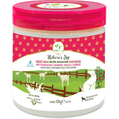 Pawfect Pawfect Nature Sip Goat Milk Powder with Pomegranate, Cranberry, Spinach & Turmeric Grain-Free Dog Food Topper & Liquid Treat, 4.23-oz jar