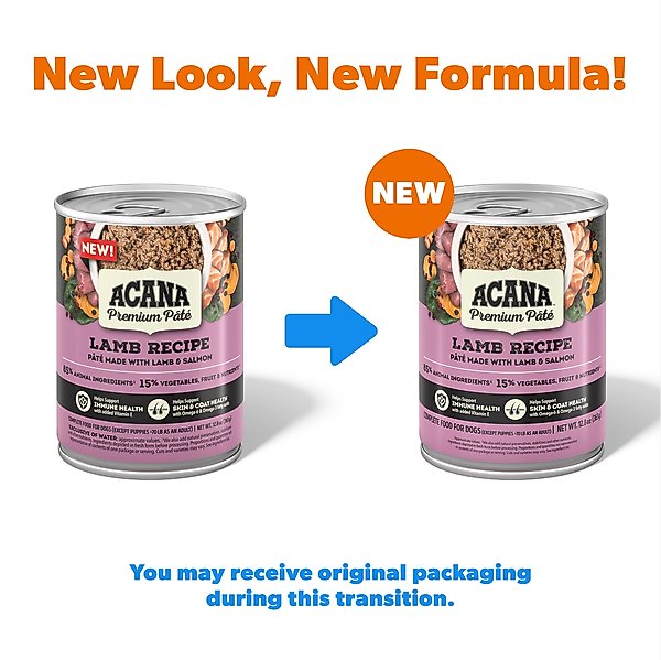 Show full view: ACANA Premium Pate Lamb in Bone Broth Grain-Free Wet Dog Food, 12.8-oz, case of 12 slide 3 of 13