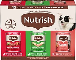 Nutrish Gentle Digestion & Whole Health Blend Premium Pate Variety Pack Wet Dog Food, 13-oz can, case of 12(Rachael Ray)