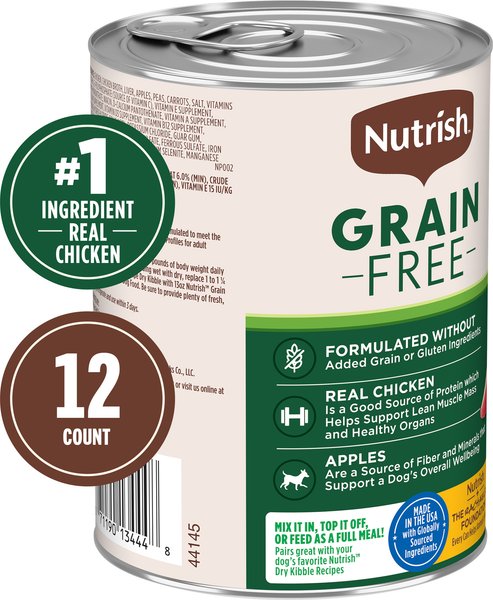Nutrish Grain-Free Real Chicken & Apple Recipe Premium Pate Wet Dog Food