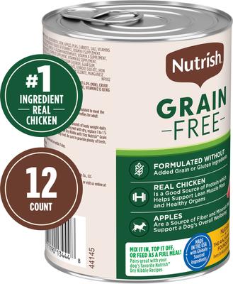 Show full view: Nutrish Grain-Free Real Chicken & Apple Recipe Premium Pate Wet Dog Food, 13-oz can, case of 12 (Rachael Ray) slide 3 of 12