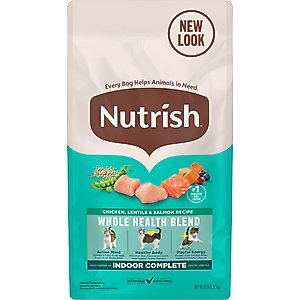 Nutrish Whole Health Blend Indoor Complete Chicken with Lentils & Salmon Recipe Dry Cat Food (Rachael Ray), 6-lb bag