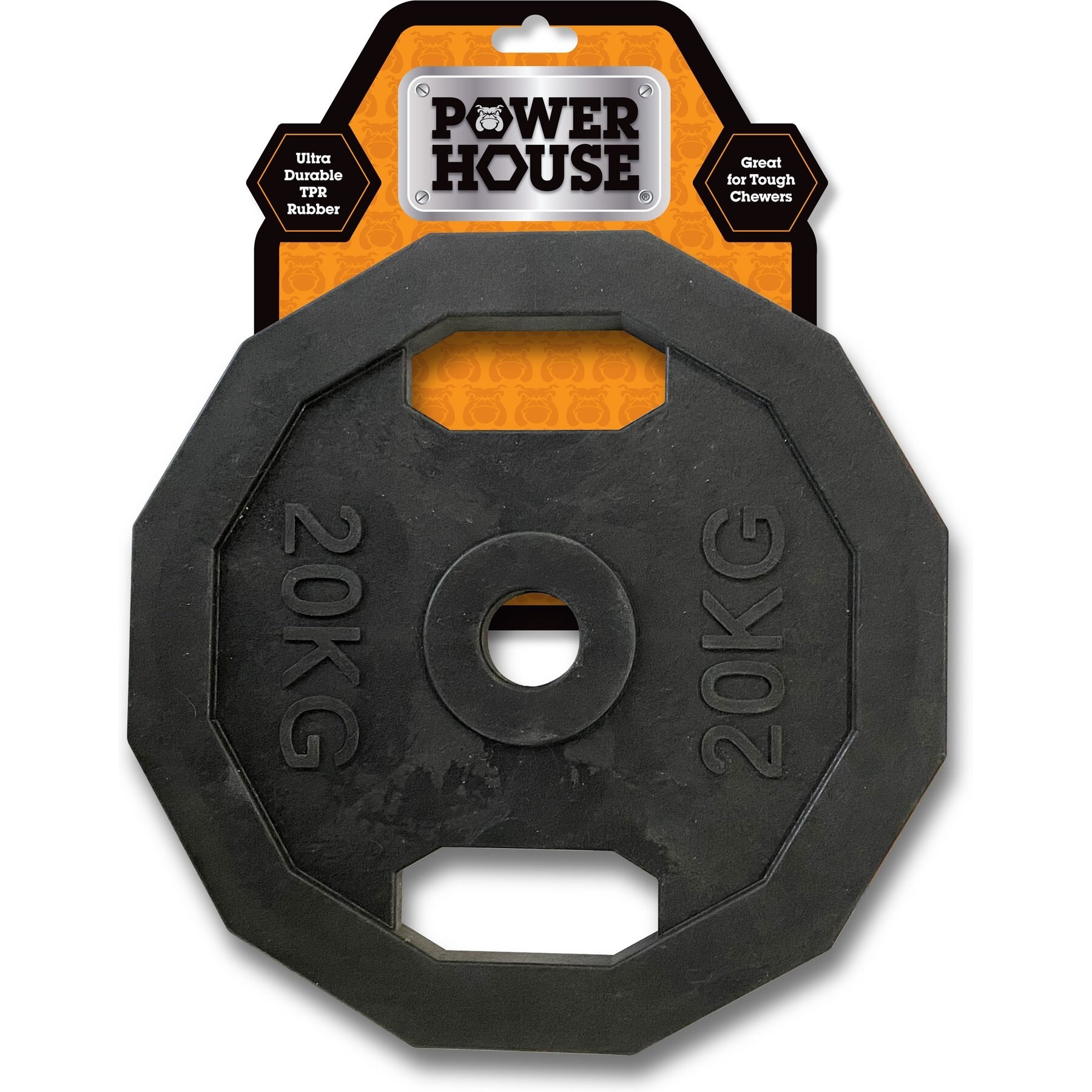 Power House Tpr Weight Plate Tough Dog Chew Toy, Black