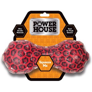 Power House Tpr Barbell Tough Dog Chew Toy, Red