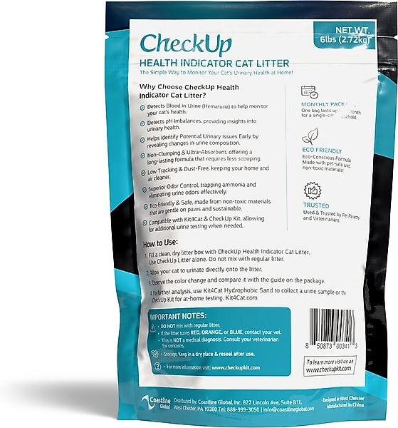 Show full view: CheckUp Health Indicator Color-Changing Odor Control Non-Clumping Crystal Cat Litter, 6-lb bag slide 3 of 8