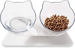 LaiFug Plastic Elevated Cat Bowl, White