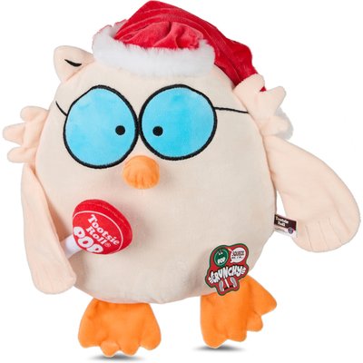 Bow-Wow Pet Bow-Wow Pet Christmas Tootsie Pop Holiday Owl Squeaky Plush Dog Toy, X-Large