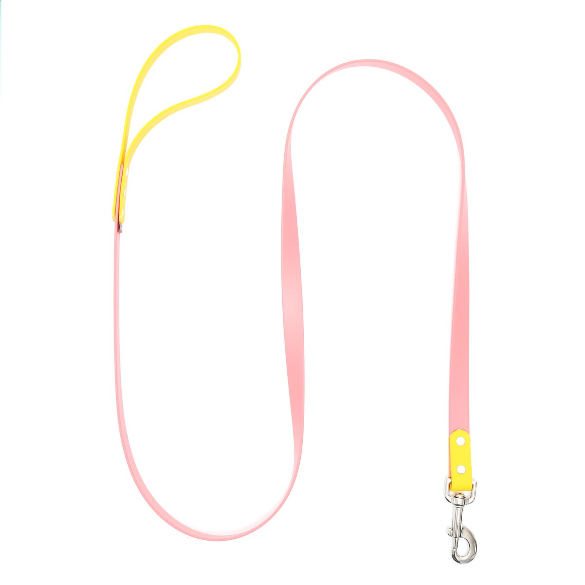 Mimi Green Two Tone Waterproof Biothane Dog Leash, Coral/Yellow, 6-ft long, 3/4-in wide