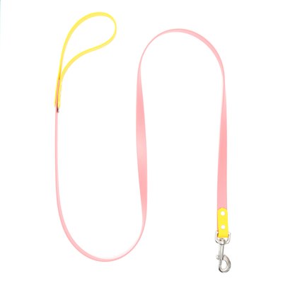 Mimi Green Mimi Green Two Tone Waterproof Biothane Dog Leash, Coral/Yellow, 6-ft long, 3/4-in wide