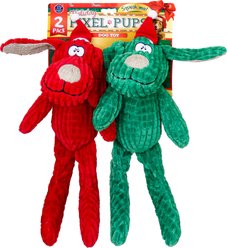 Bow-Wow Pet Christmas Pixel Monkey with Santa Hat Plush Squeaky Dog Toy, 3-in