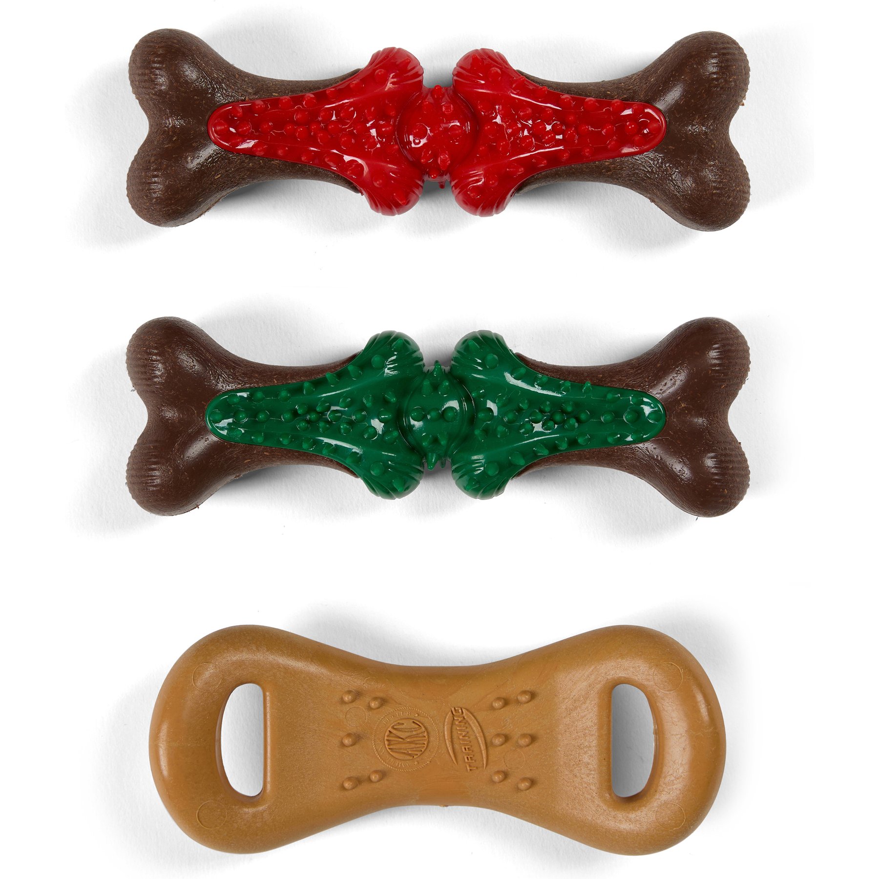 American Kennel Club Christmas Training Pepperming Scented Holiday Bones Dog Chew Toys, 3 count