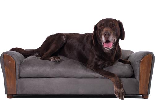 Show full view: Moots Personalized VIP Microsuede Oak Couch Dog Bed with Removable Cover, Charcoal, Large slide 2 of 7