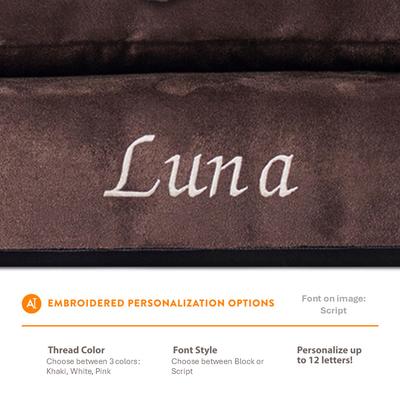 Show full view: Moots Personalized VIP Microsuede Oak Couch Dog Bed with Removable Cover, Chocolate, Large slide 3 of 7