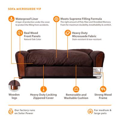 Show full view: Moots Personalized VIP Microsuede Oak Couch Dog Bed with Removable Cover, Chocolate, Large slide 5 of 7